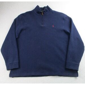 Polo Ralph Lauren Sweater Mens 2XL Navy‎ Blue Quarter Zip Pullover Big Pony Logo
